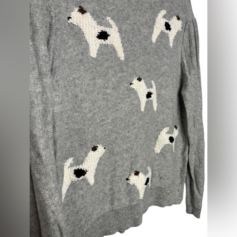 LOFT Women’s Dog Terrier Knit Turtleneck Sweater Gray Size Large Cotton Wool - Picture 2 of 11